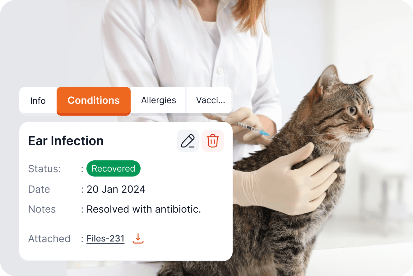 Pet owner reviewing vaccination records on a tablet